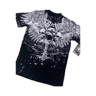 Imagem de Camiseta Masculina Y2K Com Estampa Gótica De Caveira E Cruz, Estilo St