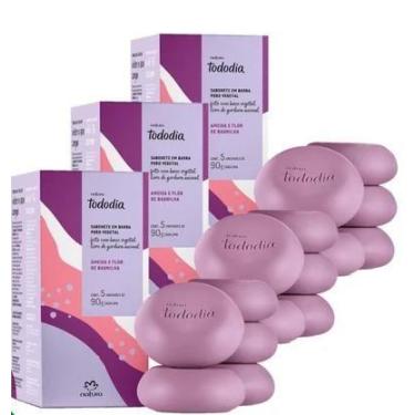 Imagem de Kit com 3 caixas de Sabonete em Barra Natura TodoDia Ameixa e flor de 