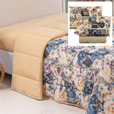 Imagem de Coordenado Edredom e Lençol Queen Sonho Bom em Malha 5 Peças - Mostard