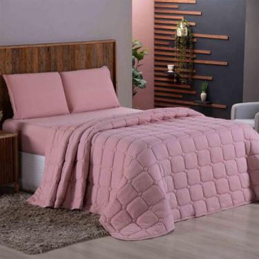 Imagem de Cobre Leito Colcha Sereno Queen em Malha - Rosê - 100% Algodão - Casa 
