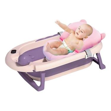 Imagem de Banheira Para Bebê Dobrável Com Termômetro E Cama De Segurança - Tibab
