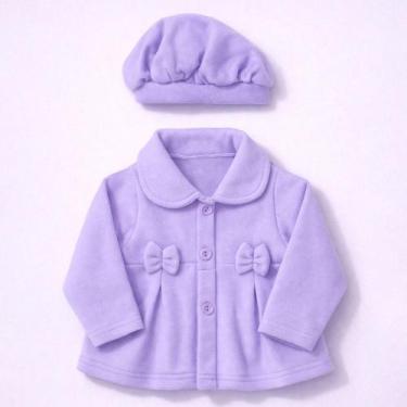 Imagem de Casaco Bebê Menina Inverno com Boina Elegante Cor:lilasTamanho:P - Fan