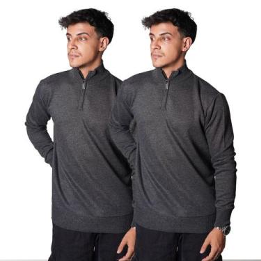 Imagem de Kit 2 Blusas Suéter Meio Zíper com Gola Alta Masculino Manga Longa Inv