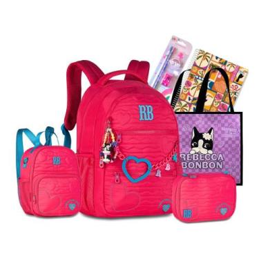 Imagem de Kit Mochila Escolar Costas Rebecca Bonbon Lisa Coração Juvenil Origina