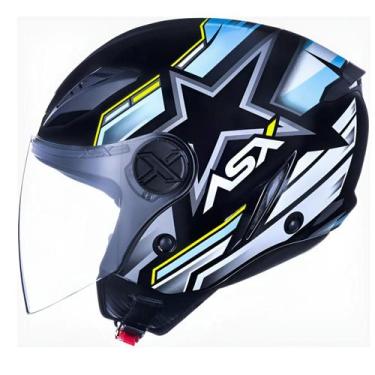 Imagem de Capacete Moto Aberto Asx City Air Solid Pilot Diversos., Air Preto/Azu