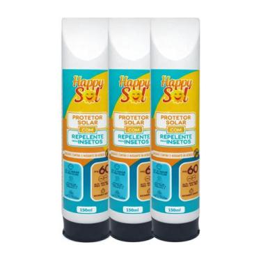 Imagem de Kit 3 Protetor Solar Happy Sol FPS 60 E Repelente 150ml