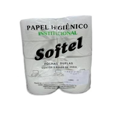 Imagem de Papel Higiênico 250m Folha Dupla 100% Celulose Softel com 8 Rolos