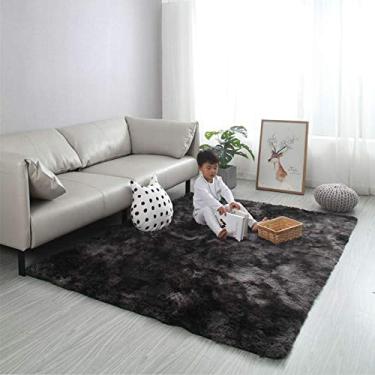 Imagem de Tapete macio, tapete de área sensível ao toque, tapete de ioga antiderrapante para quarto, tapetes salsicha, tapetes fofos Motley tie-dye, tapetes para decoração de casa, tapetes para sala de estar, tapetes para bebês engatinhando, preto, 6090 cm