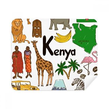 Imagem de Pano de limpeza Kenya Landscap Animals Bandeira nacional Pano de limpeza de tela 2 peças Tecido de camurça