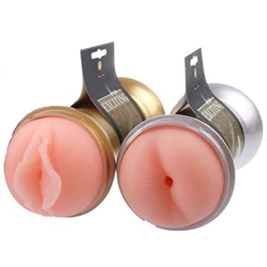 Imagem de Masturbador duplo em formato de halter com vagina e ânus