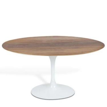 Imagem de Mesa Tulipa Saarinen Oval 120x80cm Mezzo Castani Branco