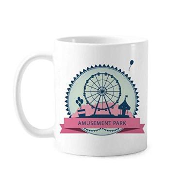 Imagem de Caneca com estampa de roda gigante preta do parque de diversões cerâmica xícara de porcelana de café louça