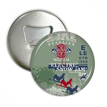 Imagem de Esqui Inverno Esporte Ilustração Cidade Abridor de Garrafas Ímã de Geladeira Emblema Multifuncional
