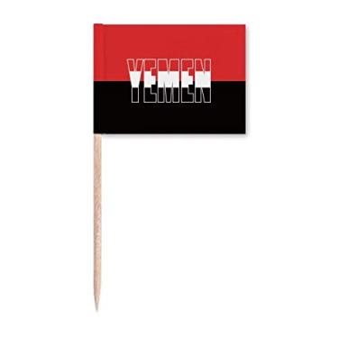 Imagem de Bandeira do país do Iêmen com nome Art Deco presente moda palito de dentes marcadores decoração de festa