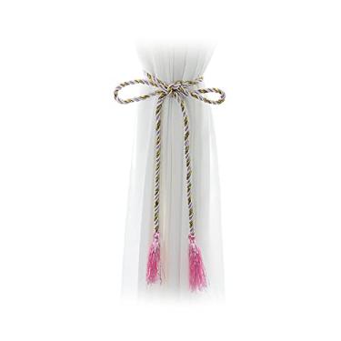 Imagem de porta-cortinas borlas de cortina coloridas de poliéster pequenas gravatas 15 cores gravatas de cortina acessórios, rosa, 4 unid.