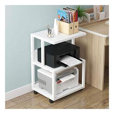 Imagem de KIZQYN Suporte de impressora 3 prateleiras suporte de impressora móvel organizador de papel impressora 3D carrinho de mídia com 4 rodas giratórias impressora de mesa (cor: branco-c)