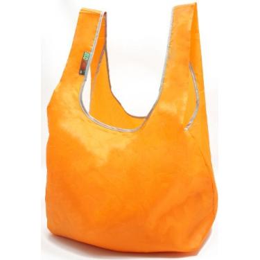 Imagem de EcoJeannie Ripstop Bolsa de compras de mercearia dobrável de nylon reutilizável, bolsa embutida, RB0002 (laranja)