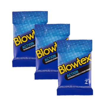 Imagem de Kit 03 Pacotes Preservativo Blowtex Action com 03 Unidades cada