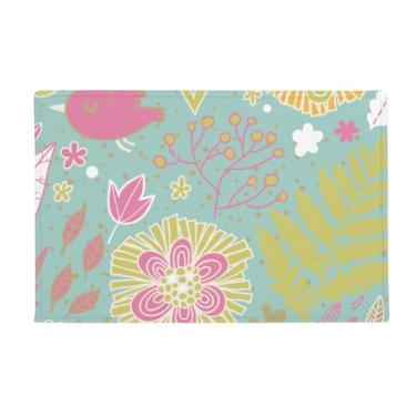 Imagem de DIYthinker Tapete antiderrapante para porta de banheiro com estampa de folhas verdes