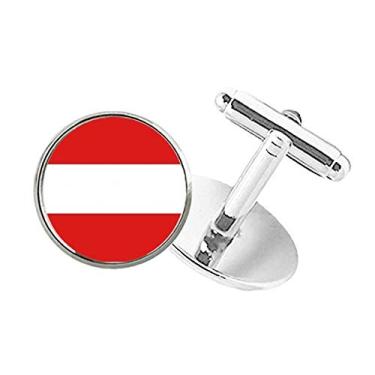 Imagem de DIYthinker Abotoaduras com clipe de botão redondo com bandeira nacional da Áustria