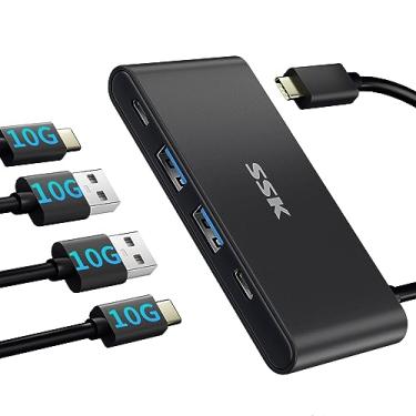 Imagem de SSK Hub USB-C de 10 Gbps, hub USB 3.2, 2 portas USBA, extensor de adaptador multiportas, divisor USB C de 4 portas para laptop, MacBook Pro, PC e mais tipo C (não suporta carregamento/monitor)