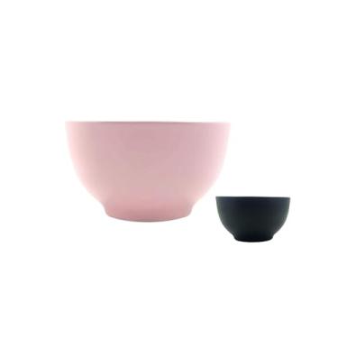 Imagem de 6 Bowls de Cerâmica Preto e Rosa Fosco Cronus Petiscos 600ml Mesa Posta Cereal Salada Salgado Sopa Caldo Cumbuca Tigela (Rosa)