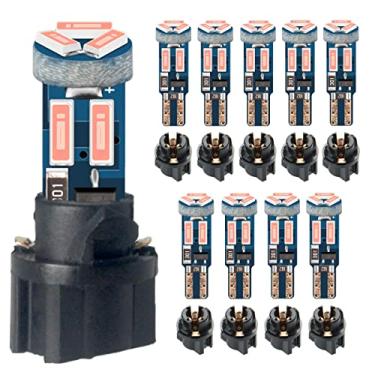 Imagem de DODOFUN Lâmpada de LED rosa brilhante T5 37 74 PC74 PC37 com soquete de bloqueio de torção para painel de instrumentos de painel, luz de cluster e espelho de mapa, luz indicadora