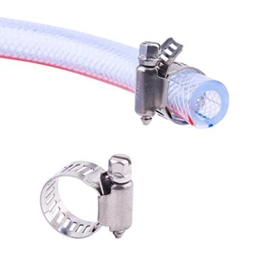 Imagem de DERPIPE Tubo de PVC trançado macio – 9,5 mm x 1,5 cm OD de alta pressão tubo de PVC flexível transparente tubo de vinil reforçado para água, óleo com 2 braçadeiras de mangueira (3 pés)