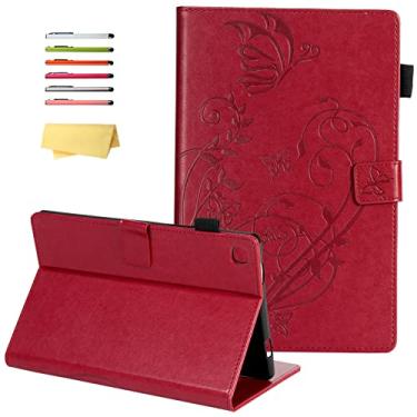 Imagem de UUcovers Capa para Samsung Galaxy Tab A7 de 10,4 polegadas, versão 2020/2022 (SM-T500/T503/T505/T507/T509) com suporte/porta-lápis [despertar/hibernar automaticamente], capa de flor em relevo de couro