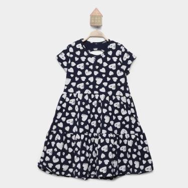 Imagem de Vestido Infantil Kyly Estampado, Marinho, 4A