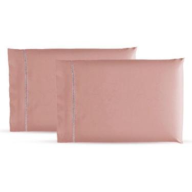 Imagem de Kit 2 Fronhas Avulsas 50cm x 70cm Percal 400 Fios Ponto Palito - Maria