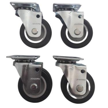 Imagem de Rodizio Para Carrinhos E Móveis Roda Pvc Kit Glap 210 Bp Mf - Movifaci