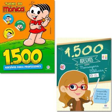 Imagem de Kit 3000 Adesivos para Professores - Turma da Mônica + Mensagens Bíbli