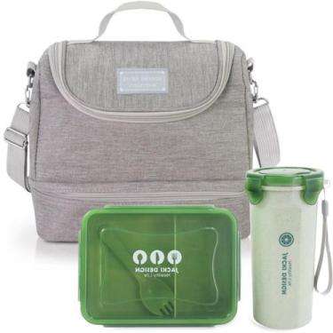 Imagem de Bolsa Térmica Lancheira Necessaire Alça Ombro Kit Marmita e Copo Box  