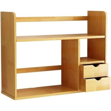 Imagem de Estante de mesa multicamadas para casa, estante de CD para móveis domésticos, prateleira de armazenamento de gavetas, natural, grande