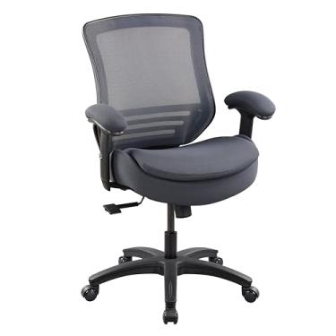 Imagem de WITTLONG Cadeira de escritório com almofada de assento duplo de 181 kg, apoios de braços macios, executiva, ergonômica, para computador, com suporte lombar (cinza, sem rodapé)