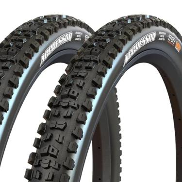 Imagem de MAXXIS Aggressor – Pacote com 2 – 66 cm, 69,8 cm, 73,7 cm – Pneu para mountain bike, sem câmara | Projetado para trilhas Rocky MTB de alta velocidade, rígidas, tamanho 29 x 2,50 WT - DD, E25, pacote