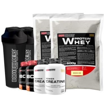 Imagem de Kit 2x Whey Protein Chocolate 500g + 2x BCAA 100g + 2x Power Creatina 100g + 2x Coqueteleira - Bodybuilders