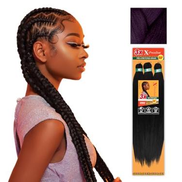Imagem de Sensationnel Xpression prestretched braiding hair - 3x xpression 58inch kanekalon fiber flame retardant smooth yaki braid - 3x x-pression 58 inch (1 pack, DKPURPLE)