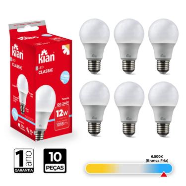 Imagem de Lâmpada Led Bulbo A60 12W 6.500K Branca Fria Bivolt Kian - CX/10