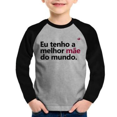 Imagem de Camiseta Raglan Infantil Eu tenho a melhor mãe do mundo Manga Longa - 