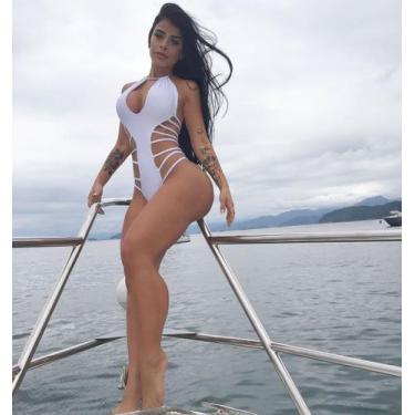 Imagem de Body/maiô Decote Gota Tiras Laterais - Bella Carioca, Branco, G