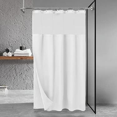 Imagem de Cortina de chuveiro waffle N&Y HOMEcom forro de tecido de encaixe e conjunto de ganchos - tamanho de box de chuveiro 137 x 198 cm, estilo hotel e janela superior de malha, lavável na máquina - 137 x