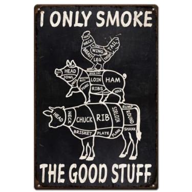 Imagem de SUPERDANT Placas de metal para churrasco, galinha, porco, gado, partes do corpo, retrô, pôster de metal, corte de açougueiro, carne, engraçado, arte vintage, placas de lata para churrasco,