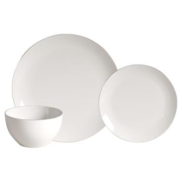 Imagem de Conjuntos de louça de cerâmica premium. Conjuntos de pratos e tigelas. Conjunto de pratos. Conjunto de pratos para 4. Platos De Cocina Seguro para lava-louças Branco