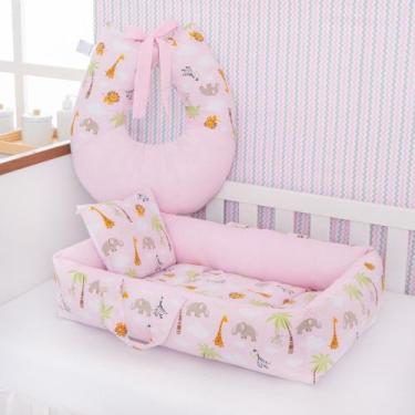 Imagem de Kit Ninho Redutor de Berço mais Almofada de Amamentação Safari - Pando