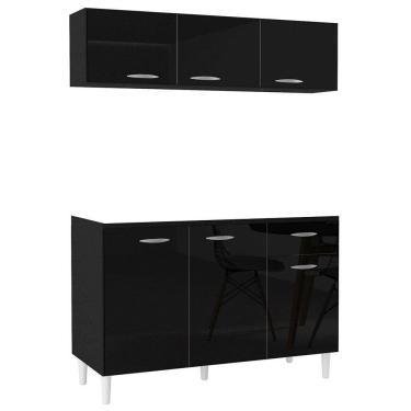 Imagem de Armário Aéreo Com Balcão Gabinete De Pia 120cm Sem Tampo Classic P11 Preto - Mpozenato