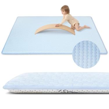Imagem de Huloo Sleep Tapete de brinquedo para bebê, 1,3 de espessura de espuma viscoelástica, macio e respirável, retangular antiderrapante para brincar e descansar (azul claro, 150 x 200 cm)