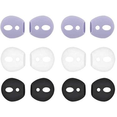 Imagem de Fones de ouvido intra-auriculares para fones de ouvido Air Pods, Bluetooth ultrafino, encaixe em estojo de carregamento para Air Pods 1 e Air Pods 2, 6 pares, branco, preto, roxo