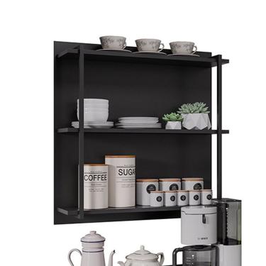 Imagem de Prateleira Industrial Tripla Cozinha Suspenso De Parede Emi 70,5cm Pto M12 - D'rossi